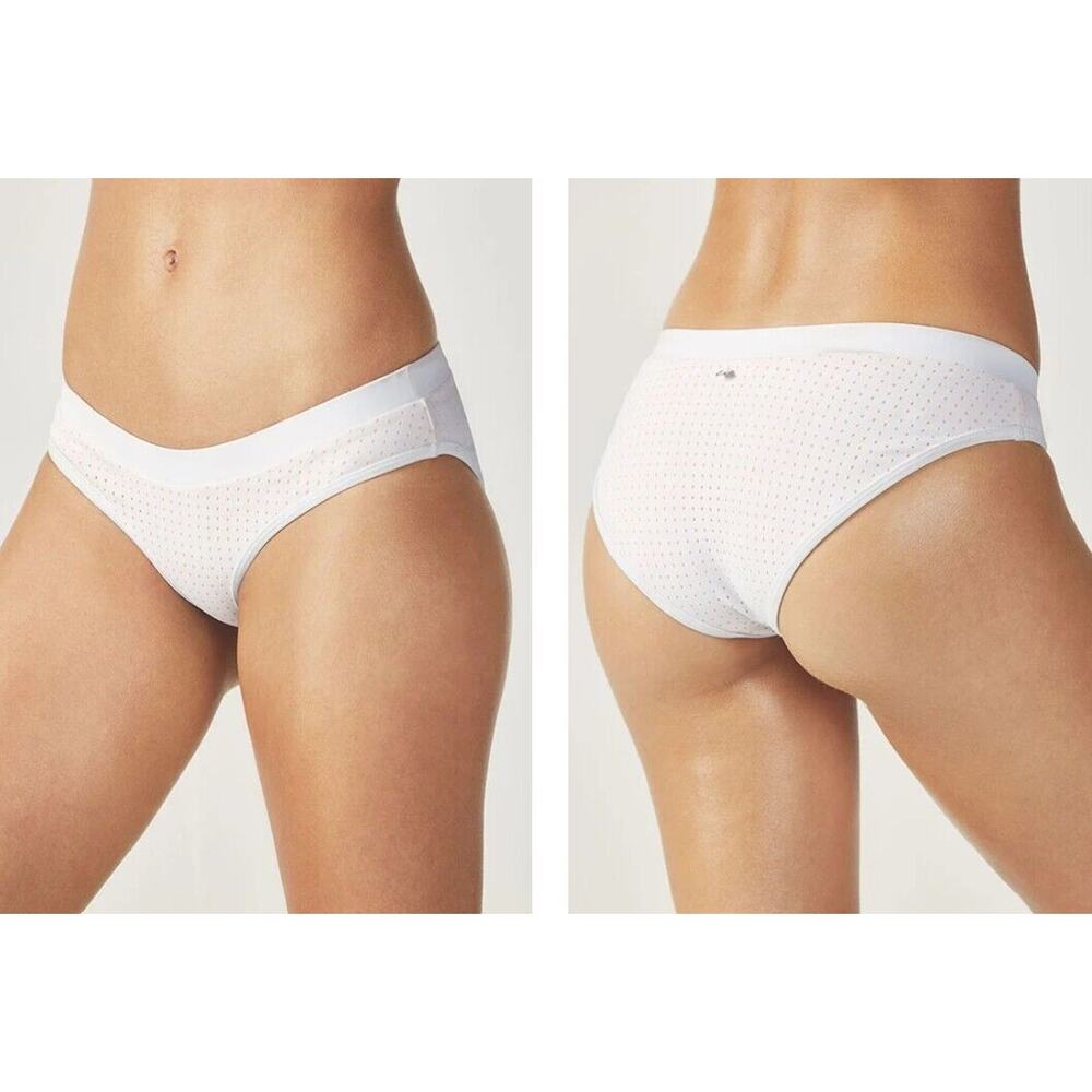 Fabletics Valentina Bikini Bottom Perforated White Peach Rose Gold Dot XS